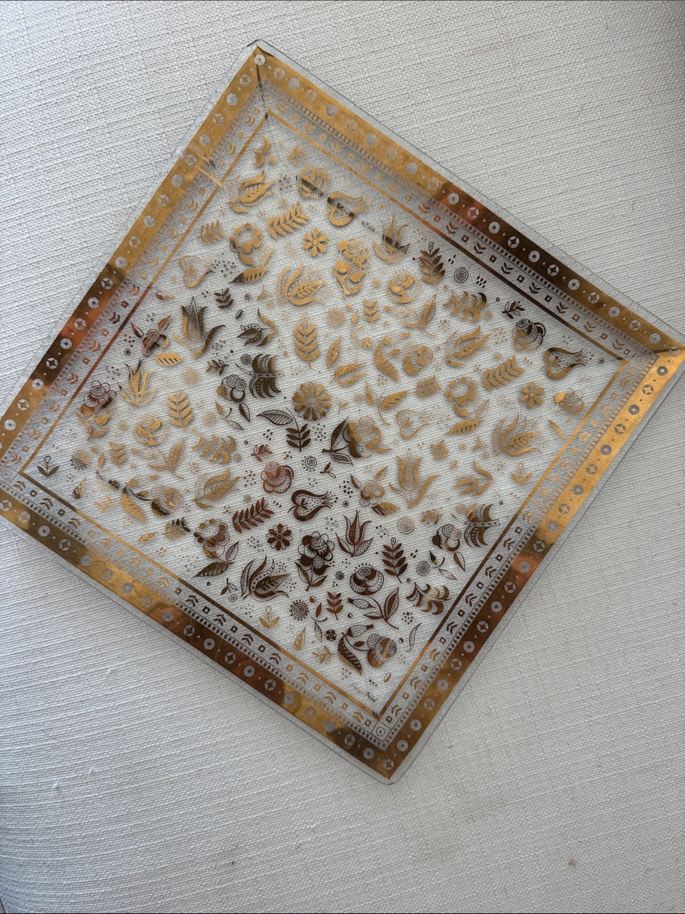 MCM Georges Briard Persian Garden Glass Serving tray